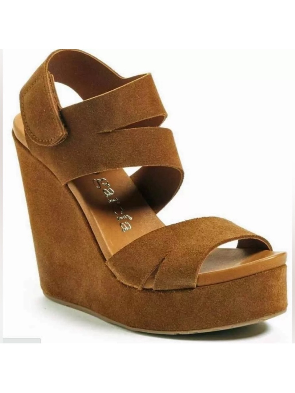 Women's Brown Suede Platform Wedge Sandals